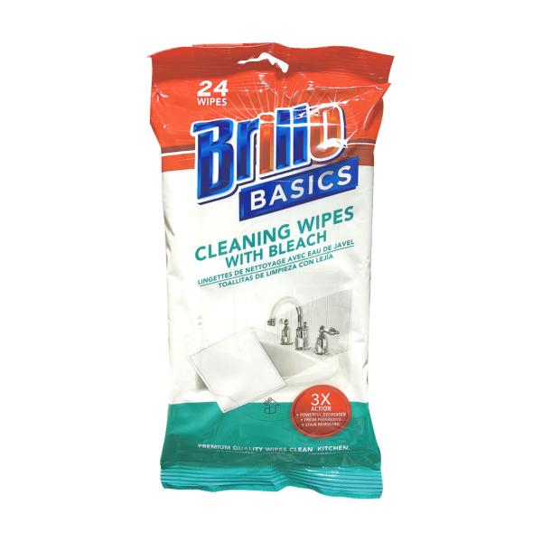 ブリロ 漂白剤入りワイプ ウェットシート 掃除 キッチン バスルーム オフィス BRILLO WIPES FLAT PK W/BLEACH 24枚入り