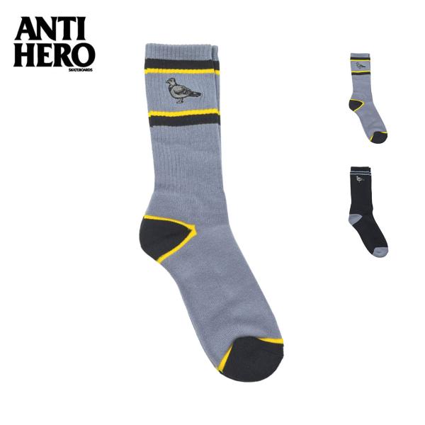 アンタイヒーロー 靴下 メンズ ブランド ソックス スケボー スケーター ストリート リブ ライン ANTIHERO BASIC PIGEON EMB Sock