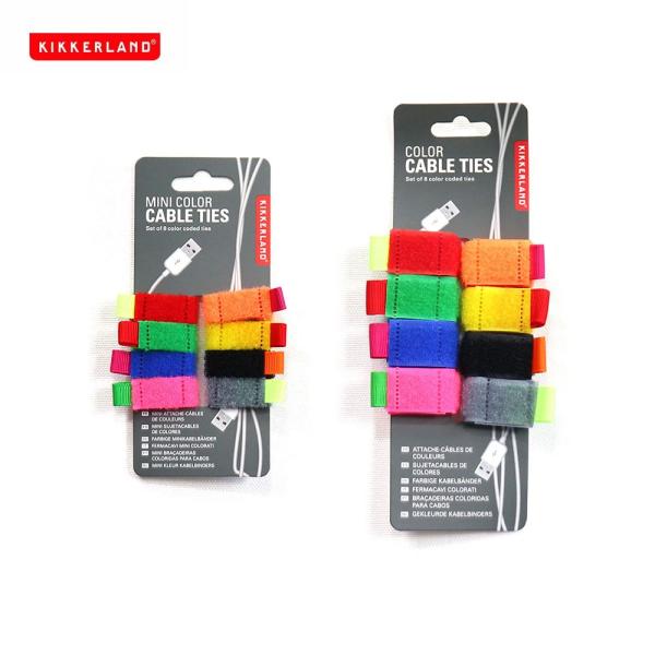 KIKKERLAND (キッカーランド) Color Cable Ties set of 8 ケーブルタイ ケーブルバンド 結束バンド ミニサイズ マジックテープ かわいい テレビ ケーブル
