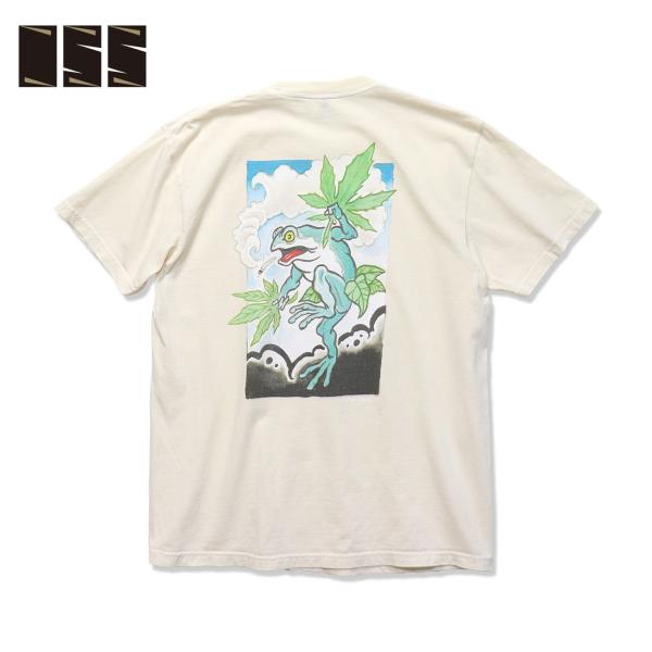 055 (LINKAGE) Opie Ortiz Frog T-SHIRT バックプリント カエル Tシャツ メンズ usaコットン ピグメント ストリート クルーネック 半袖 ブランド 綿 おしゃれ