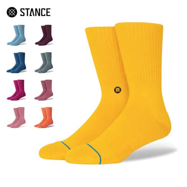 STANCE (スタンス) ICON stance ソックス 靴下 メンズ ブランド ワンポイント クルー丈 おしゃれ ストリート カラー 大きい 丈夫 プレゼント