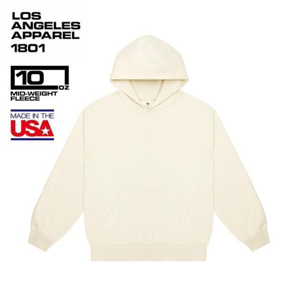 LOS ANGELES APPAREL (ロサンゼルスアパレル) 10 OZ. MID-WEIGHT POLY COTTON FLEECE WIDE HOODIE S-XL パーカー ロスアパ スウェット 長袖 メンズ 裏起毛