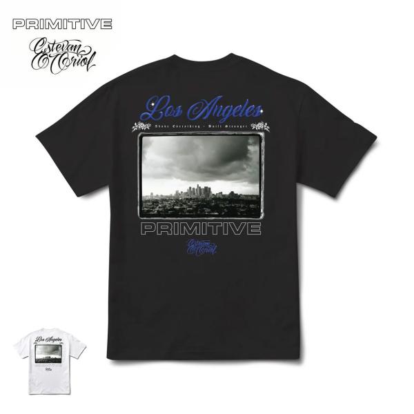 Primitive x Estevan Oriol | CITY OF ANGELS BOXY TEE エステファンオリオール ストリート Tシャツ スケボー ブランド フォト tシャツ メンズ 半袖 厚手