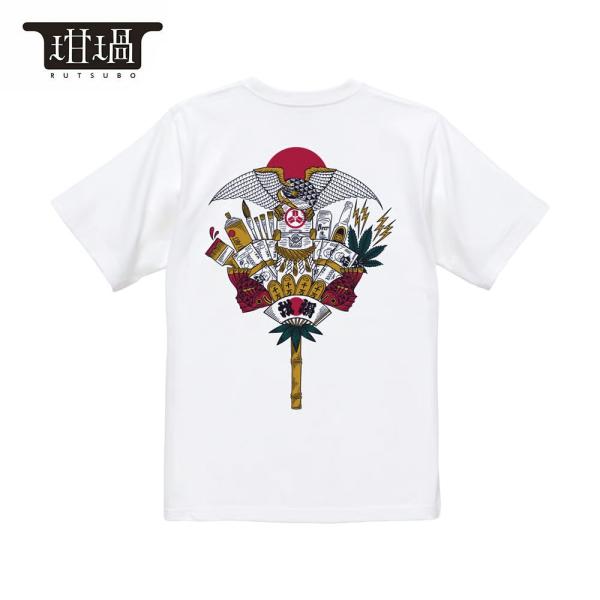 坩堝 RUTSUBO YUTAKA × RUTSUBO 熊手 TEE 画工遊鷹 るつぼ ルツボ Tシャツ tシャツ メンズ レディース 半袖 ストリート ブランド 和柄  オシャレ 綿100