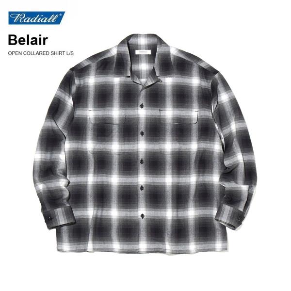 RADIALL (ラディアル) Belair OPEN COLLARED SHIRT L/S レーヨン シャツ メンズ 長袖 おしゃれ 薄手 オンブレチェック オープンカラー 日本製