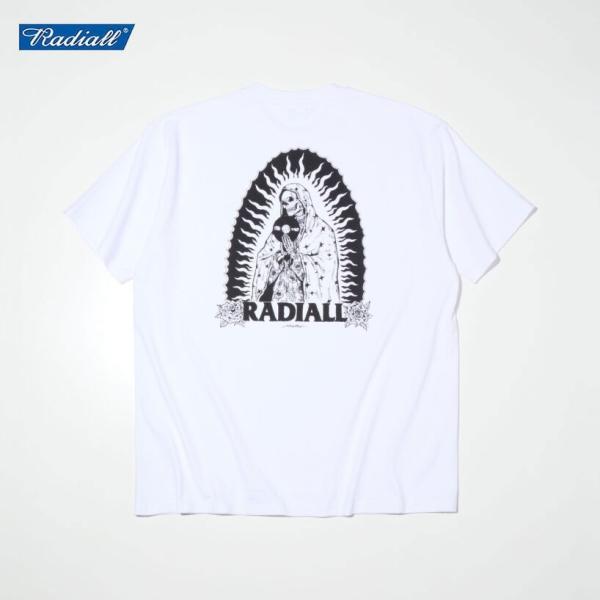 RADIALL ラディアル Guidance CREW NECK T-SHIRT S/S tシャツ ストリート マリア グアダルーペ ロゴ メンズ ブランド 白 バックプリント 半袖 クルーネック