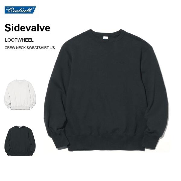 RADIALL (ラディアル) Sidevalve LOOPWHEEL CREW NECK SWEATSHIRT L/S 吊り編み スウェットシャツ メンズ ストリート 裏毛トレーナー 両v 日本製 綿100% 黒 白