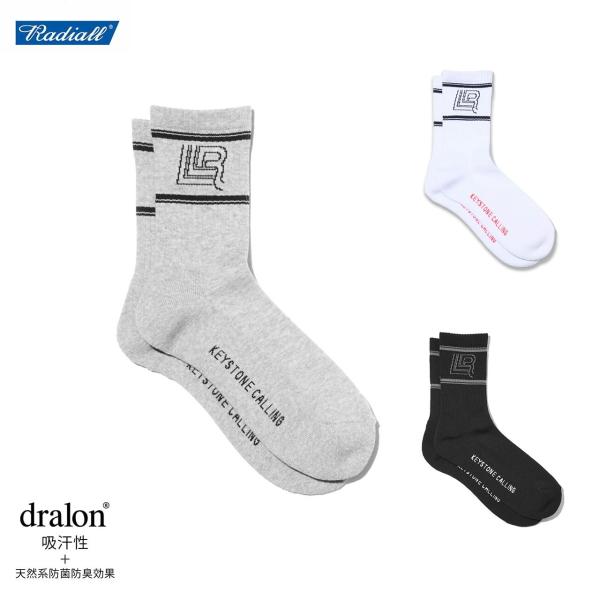 RADIALL ラディアル Low Lane 1PAC SOX MID / DRALON ストリート 底 パイル ソックス 靴下 日本製 メンズ ブランド 厚手 おしゃれ ライン 黒 白 ミドル丈 ギフト
