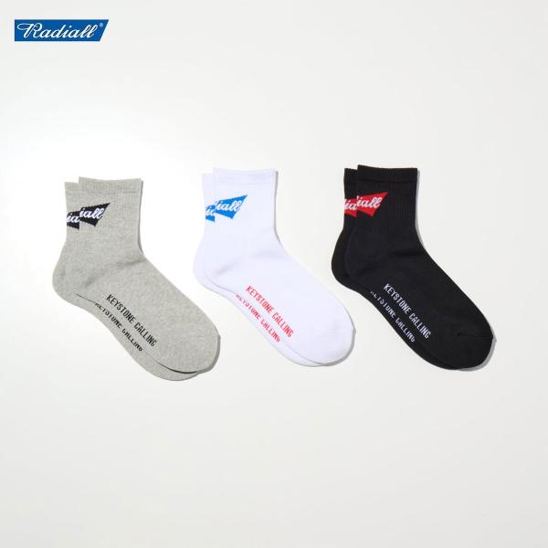RADIALL ラディアル Ribbons 1PAC SOX SHORT / DRALON ラディアル ストリート ソックス メンズ 消臭 くるぶし上 ロゴ パイル 速乾 日本製 白 黒 グレー 厚手