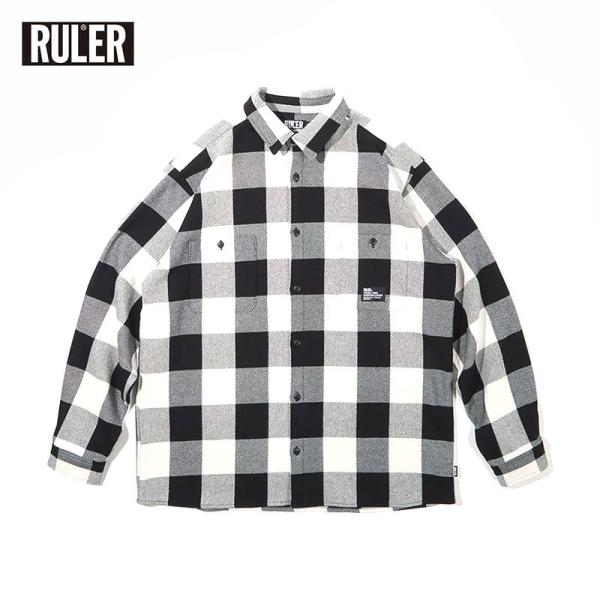 RULER (ルーラー) BUFFALO PLAID HEAVY L/S TWILL SHIRT バッファローチェック ブロックチェック シャツ メンズ 厚手 ヘビーウェイト ワークシャツ 長袖 綿