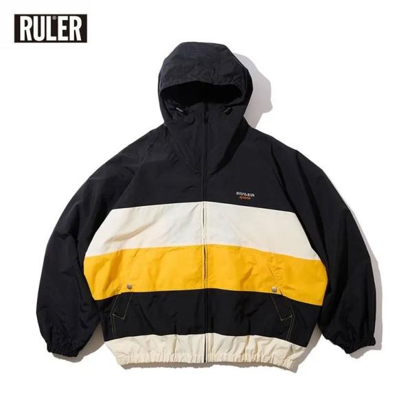 RULER (ルーラー) R.S. WINDBREAKER ウインドブレーカー メンズ ブランド 薄手 黒 イエロー おしゃれ ナイロン フード付き ゆったり パーカー 90年代 日本製