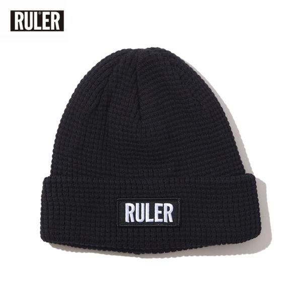 RULER ルーラー ICON WAFFLE BEANIE ニット帽 コットン ビーニー ストリート ブランド キャップ コットン メンズ 浅め 黒 ブラック