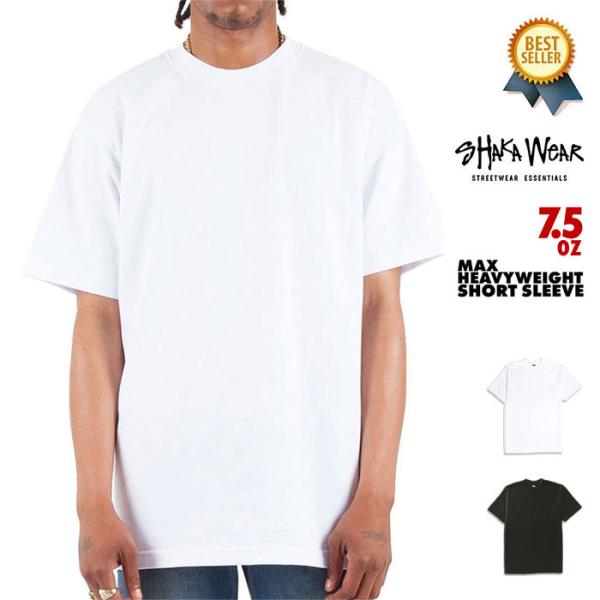 Shaka Wear シャカウェア 7.5 OZ MAX HEAVYWEIGHT SHORT SLEEVE Tシャツ メンズ ヘビーウェイト 厚手 半袖 ブランド 無地 白 黒 USAコットン S M L XL 2XL