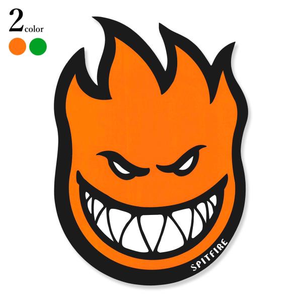 スピットファイヤー スケートボード ステッカー SPITFIRE BIGHEAD STICKER Orange / Green XL メール便 送料220円