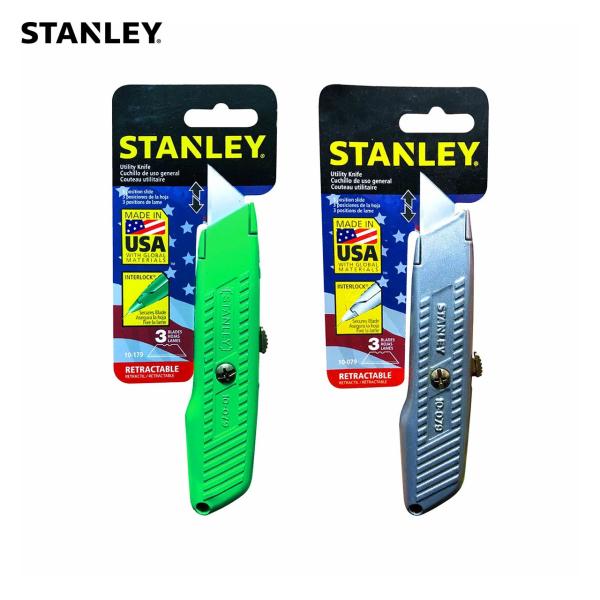 STANLEY スタンレー CUTTER 替刃3枚付き カッターナイフ おしゃれ 安全 ダンボール開封 カッター アメリカ 文房具 グリーン ステーショナリーグッズ