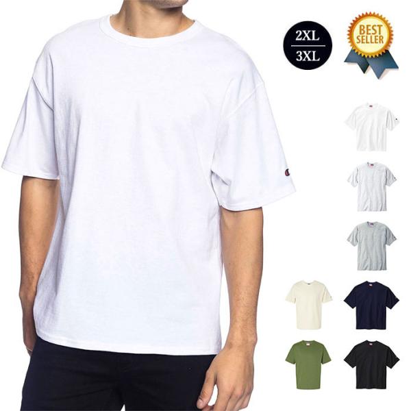 Champion (チャンピオン) Heritage 7oz. Jersey Tee US tシャツ Tシャツ メンズ 半袖 ヘビーウェイト 厚手 綿 ロゴ 無地 大きい USA企画 2XL