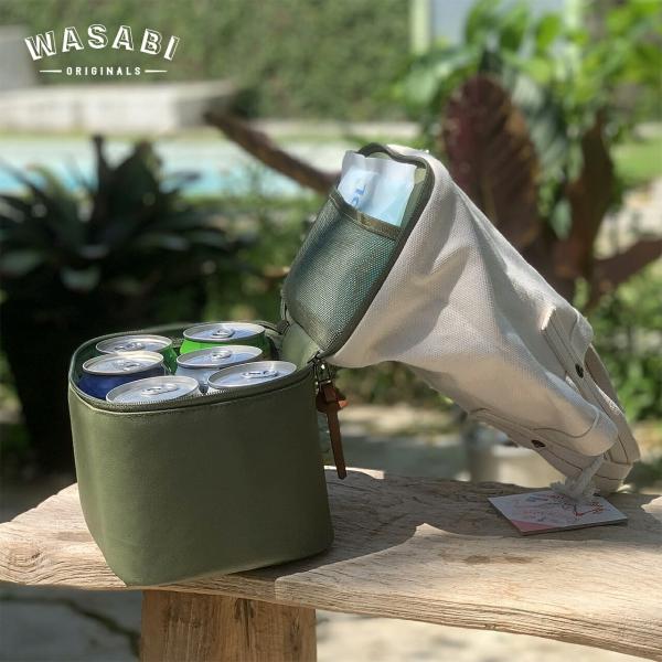 Wasabi originals ワサビオリジナル Beer cooler canvas tote クーラー バッグ 缶ビール 保冷 350 6本 おしゃれ ブランド 小さめ ミニトート ショルダー 肩掛け