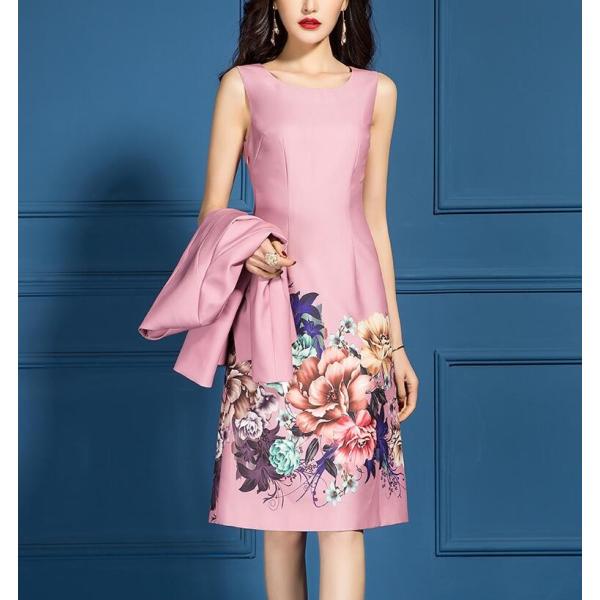 結婚式 ワンピース ロング丈 袖あり 冬 大きいサイズ ミモレ丈 膝丈 長袖 ロング 袖レース 大人可愛い ドレス お呼ばれ フォーマルドレス 花柄 ピンク Ypt Or Id