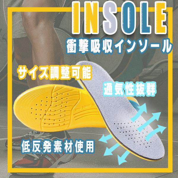 インソール 衝撃吸収 中敷き クッション 疲れにくい スポーツ 運動 立ち仕事 負担軽減 スニーカー 偏平足 かかと メンズ レディース サイズ調整可能