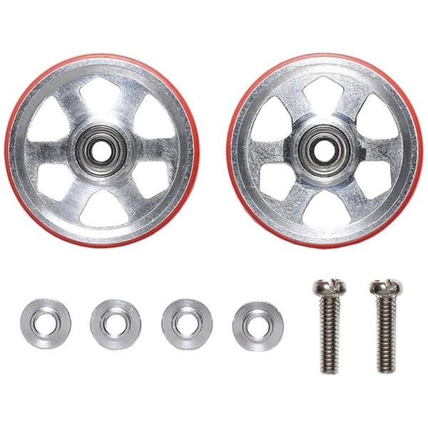 ★新品未開封の商品です。★画像と実物は色や形が異なる場合もあります。ミニ四駆用グレードアップパーツアルミベアリングローラーにプラリング (レッド)をセット軽量で強度の高い19mmアルミ製ベアリングローラーの6本スポークタイプローラーは表裏の...