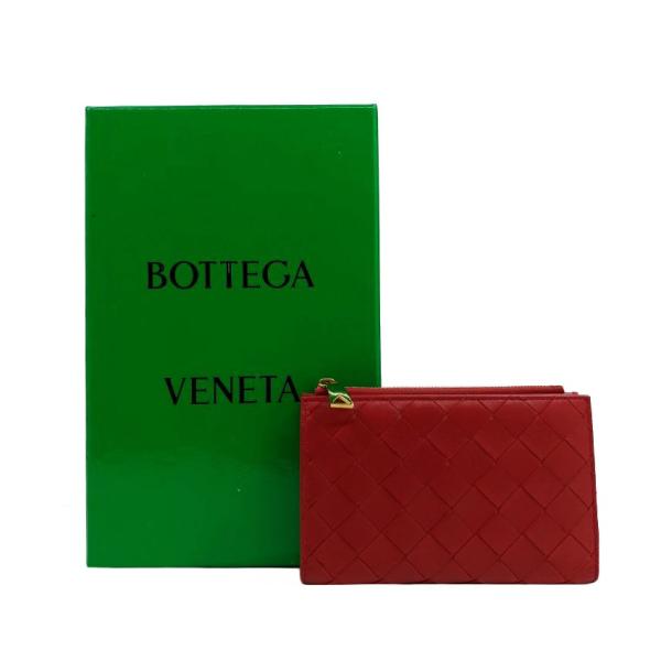 未使用BOTTEGA VENETAレザー二つ折り財布　イントレチャート　箱付き ボッテガ財布二つ折りイントレチャートBOTTEGA VENETA