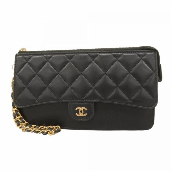 CHANEL 【5gc2455-h】シャネル 長財布 マトラッセ チェーン ラムスキン  
