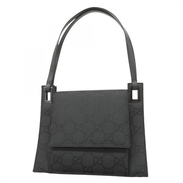 GUCCI ブラック ナイロン ショルダーバッグ GUCCI グッチ ナイロン×レザー ショルダーバッグ ブラック