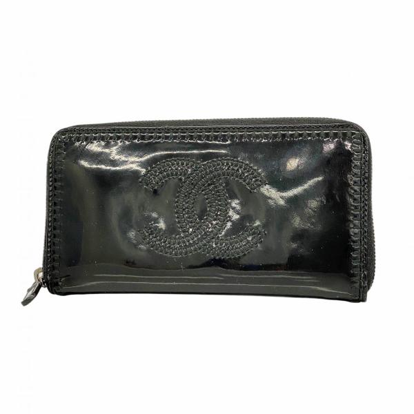 CHANEL 【5ge6588-h】シャネル 長財布 パテントレザー ブラック  