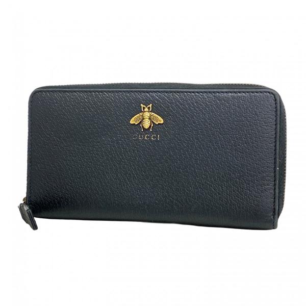 GUCCI 【5ge6637-h】グッチ 長財布 アニマリエ 523667 レザー ブラック  