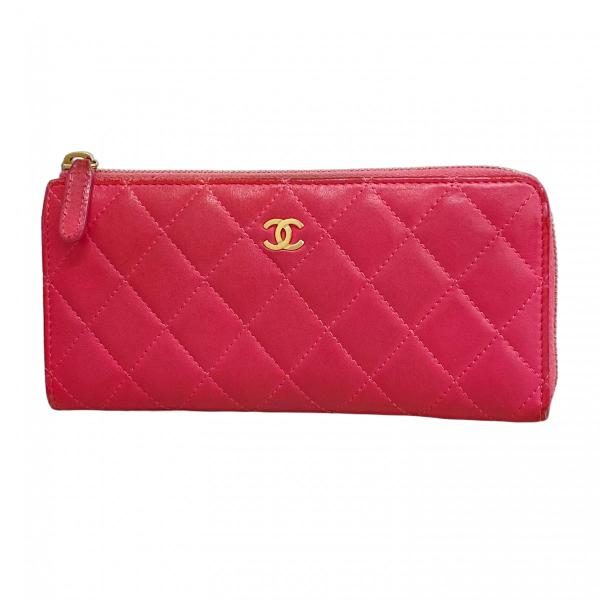 CHANEL 【5ha0107-h】シャネル 長財布 マトラッセ ラムスキン ピンク  