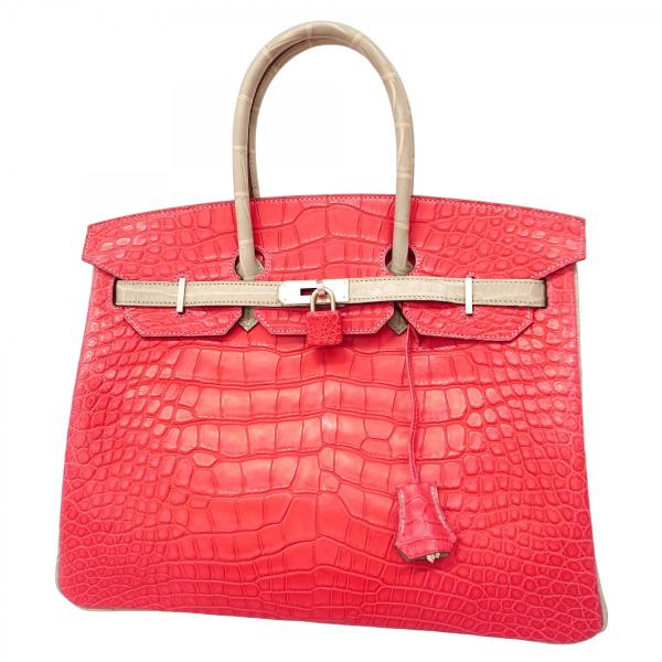 ★最終価格★SALE【5hc1918-e-g】エルメス ハンドバッグ バーキン35 アリゲーターマット ローズエクストリーム グリシアン シルバー金具 Y刻印 SPO【中古】レディース HERMES（エルメス） ☆最終価格☆SALE【5hc1918-e-g】エルメス