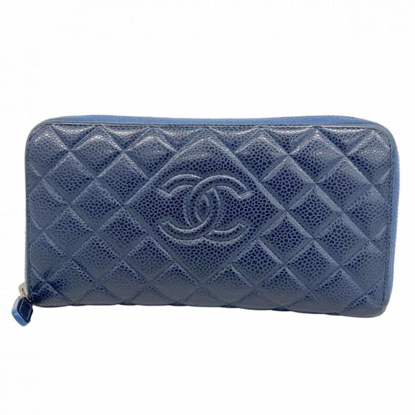 CHANELマトラッセ　長財布 CHANEL シャネル ホック付き長財布 キャビアスキン マトラッセ