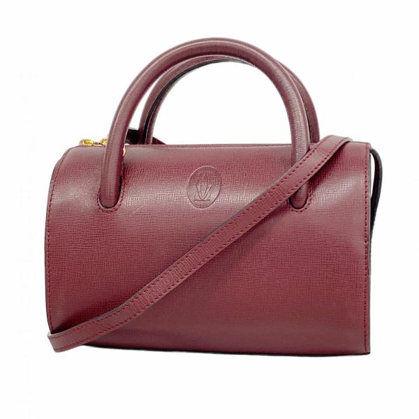 極美品Cartier ボストンバッグ　マスト　ハンドバッグ 金金具 Cartier 【5ib2107-h】カルティエ ハンドバッグ マスト レザー