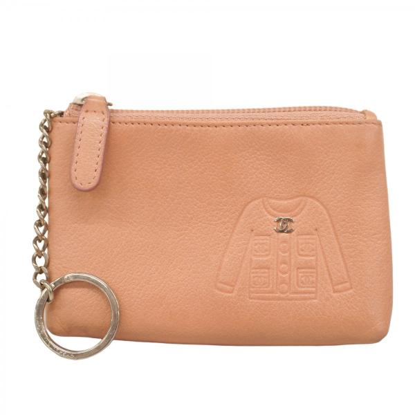 CHANEL 【5ic3401-h】シャネル コインケース レザー ピンク シルバー  