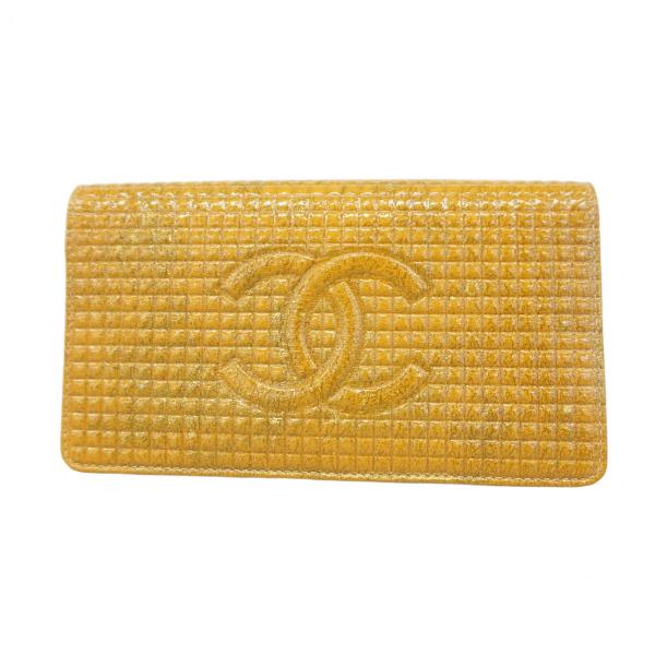 CHANEL 【5id5198】シャネル 長財布 チョコバー パテントレザー  