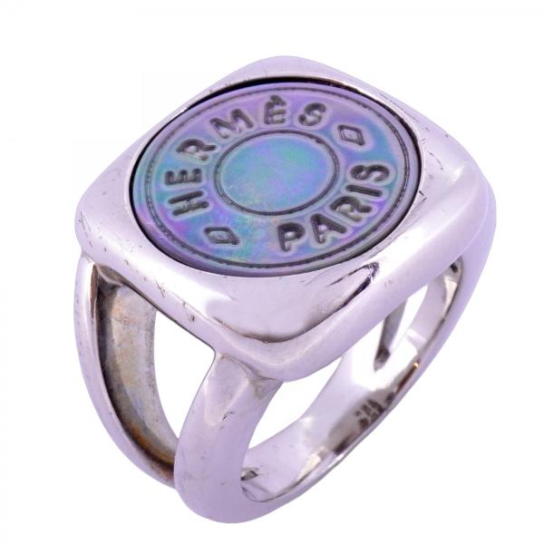 HERMES 【5jdb1051】エルメス リング コロゾ メタル シェル シルバー  