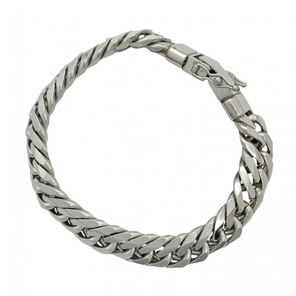 5khd164】喜平 ブレスレット Pt850 プラチナ 6面 ダブル 20.6cm 103.3g  