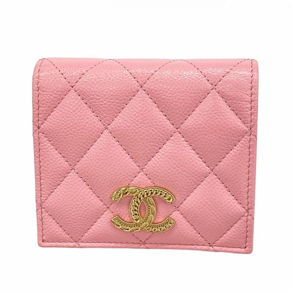 CHANEL 【5od4035-h】シャネル 財布 マトラッセ キャビアスキン ピンク