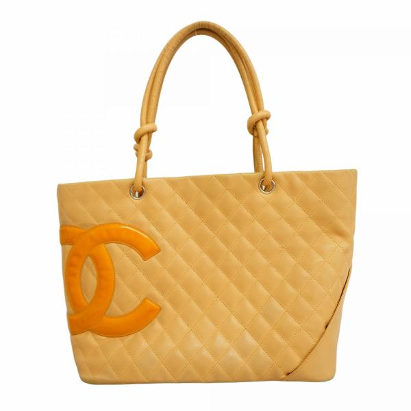 ★SALE【5oe5970-h】シャネル トートバッグ カンボン ラムスキン ベージュ シルバー金具【中古】レディース CHANEL（シャネル） ☆最終価格☆SALE【5oe5970-h】シャネル トート