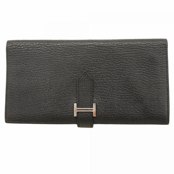 ★SALE【5pa0162-h】エルメス 長財布 ベアンスフレ シェブルミゾル ブラック シルバー金具 B刻印【中古】メンズ レディース ユニセックス HERMES（エルメス） ☆最終価格☆SALE【5pa0162-h】エルメス 長財布