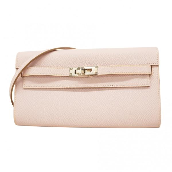 【5pb1855-h】エルメス 長財布 ケリーウォレットトゥ—ゴー ヴォーエプソン モーヴペール シルバー金具 W刻印【中古】レディース HERMES（エルメス） ☆最終価格☆SALE【5pb1855-h】エルメス 長財布