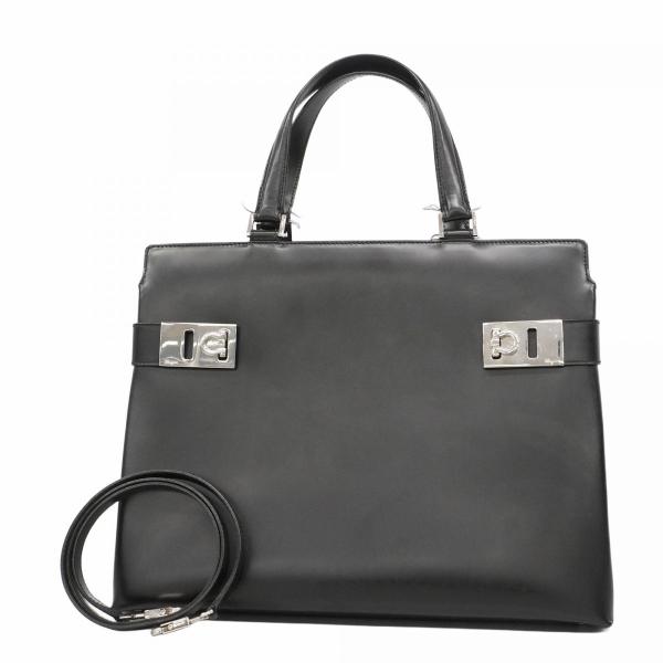 サルヴァトーレフェラガモ ハンドバッグ ガンチーニ レザー ブラック FERRAGAMO（フェラガモ） 【5pb2459】サルヴァトーレフェラガモ