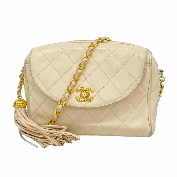 【5pb2944】シャネル ショルダーバッグ マトラッセ フリンジ付きチェーンショルダー ラムスキン ライトピンク ゴールド金具【中古】レディース CHANEL（シャネル） ☆最終価格【5pb2944】シャネル ショルダーバッグ