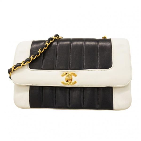 【5pb2947】シャネル ショルダーバッグ マドモアゼル チェーンショルダー ラムスキン ブラック ホワイト ゴールド金具【中古】レディース CHANEL（シャネル） ☆最終価格☆SALE【5pb2947】シャネル ショルダー