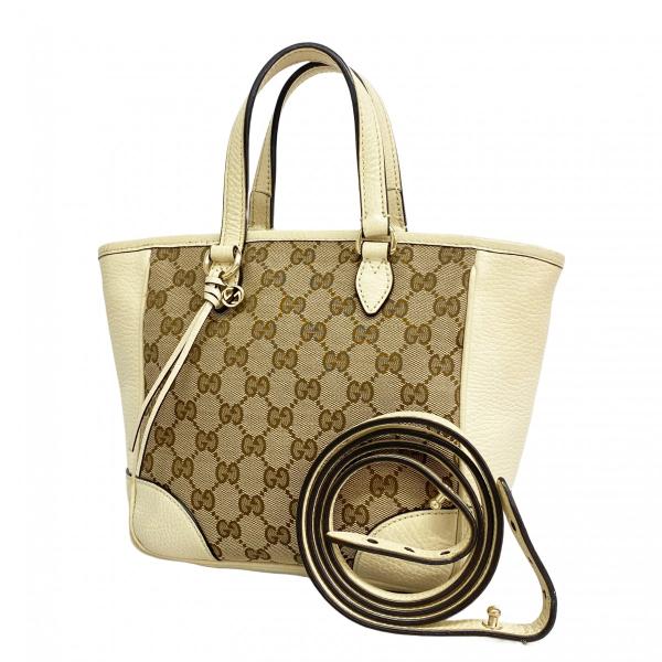 GUCCI☆グッチ ハンドバッグ ベージュ/ボルドー/ 箱・袋なし GUCCI（グッチ） 並行輸入 ショルダーバッグ ジャンボ GG キャンバス