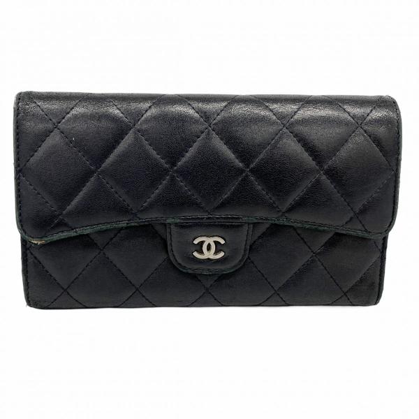 CHANEL　シャネル　マトラッセ　シルバー金具　三つ折り長財布 CHANEL（シャネル） 【6ac2593-k】シャネル 三つ折り長財布 マトラッセ