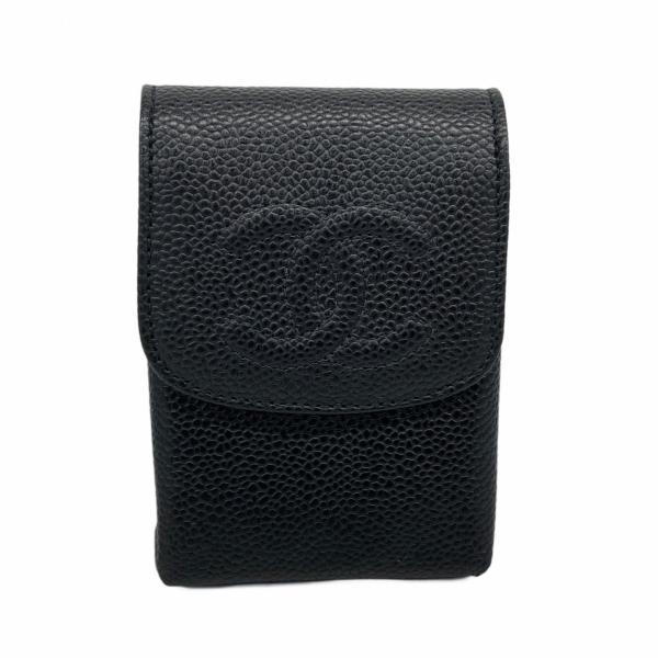 美品CHANEL キャビアスキン シガレットケース ブラック正規品 小物入正規品 CHANEL（シャネル） 【6ad4250-r】シャネル シガレットケース キャビア