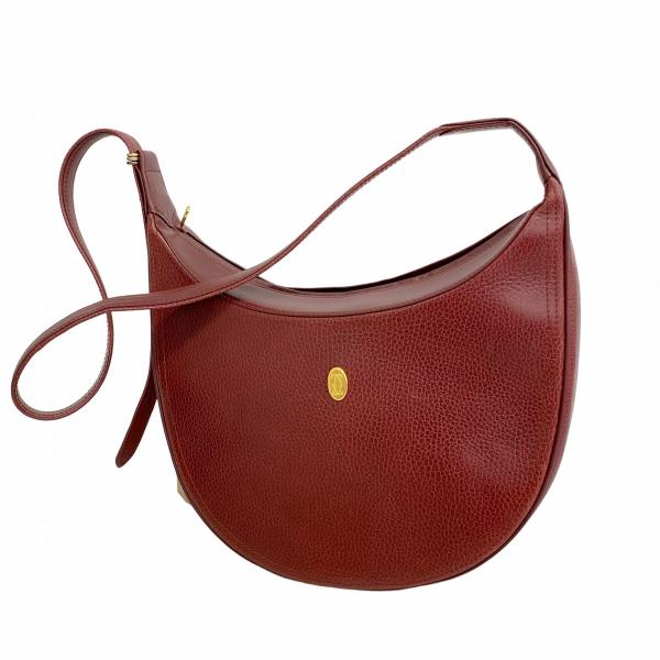 【Cartier】　ショルダーバッグ　濃紺色　ゴールド金具 Cartier カルティエ サファイアライン ショルダーバッグ カーフ