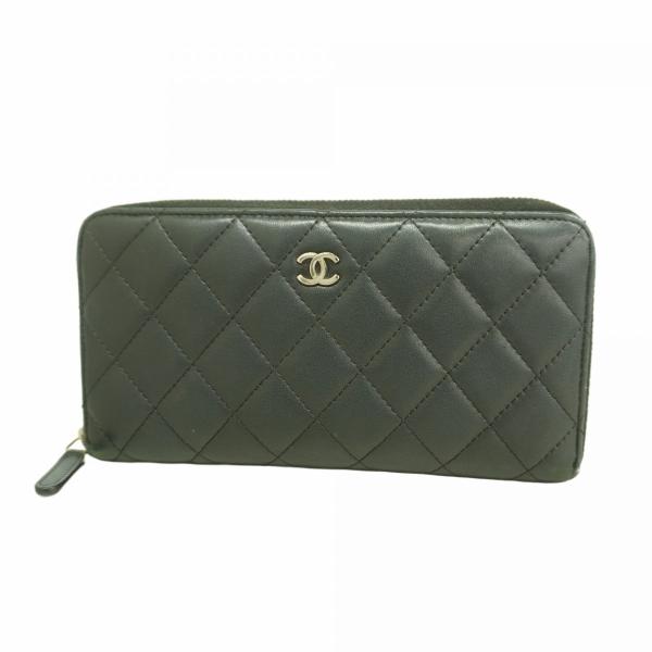 【6dd4408-k】シャネル 長財布 マトラッセ ラムスキン ブラック シルバー金具【中古】レディース CHANEL（シャネル） 【6dd4408-k】シャネル 長財布 マトラッセ