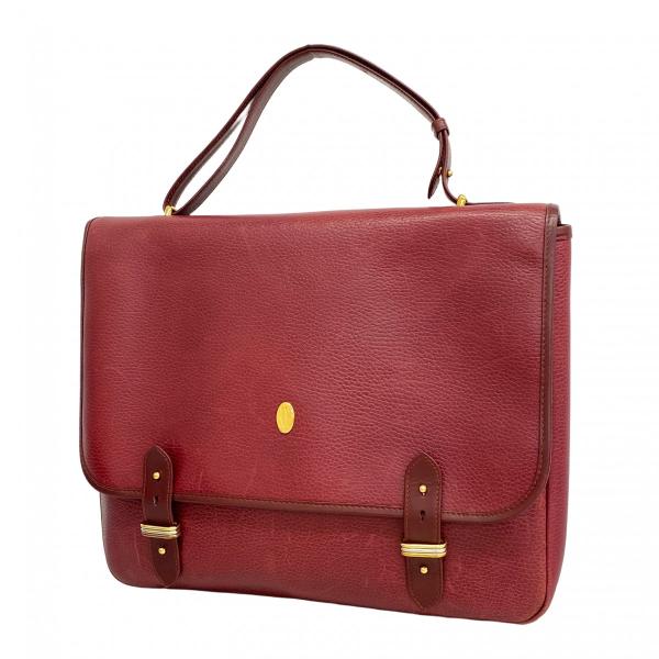 カルティエ　マストライン　ビジネスバッグ　ボルドーレザー本革　ゴールドロゴ金具 Cartier（カルティエ） ☆SALE 【6de5878】カルティエ ビジネスバッグ